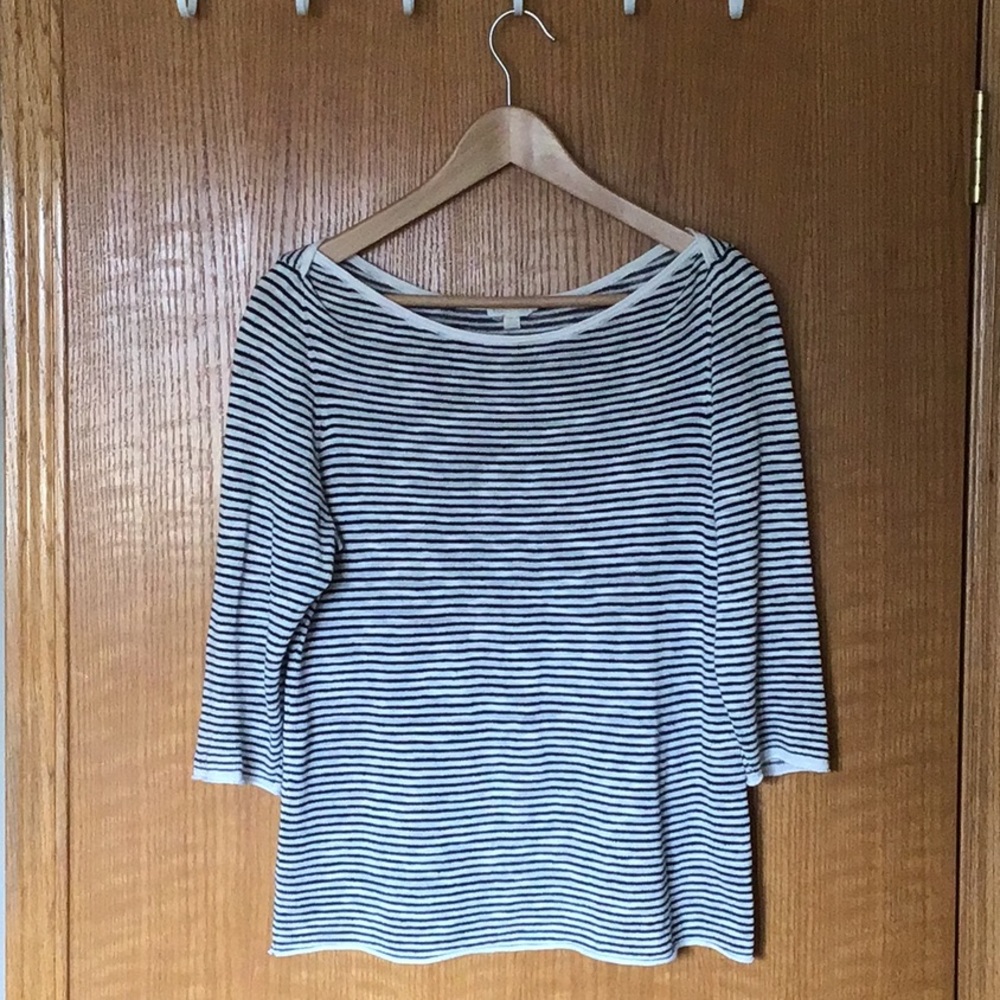 Eileen Fisher striped linen blend top